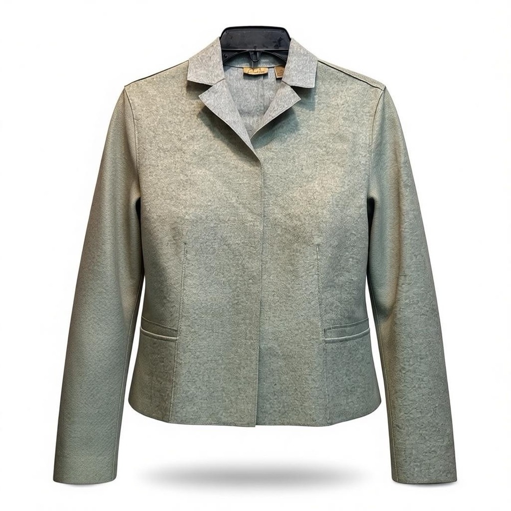 Caslon Sage Green Wool Blend Snap Front Jacket Women's 6 Minimalist Workwear